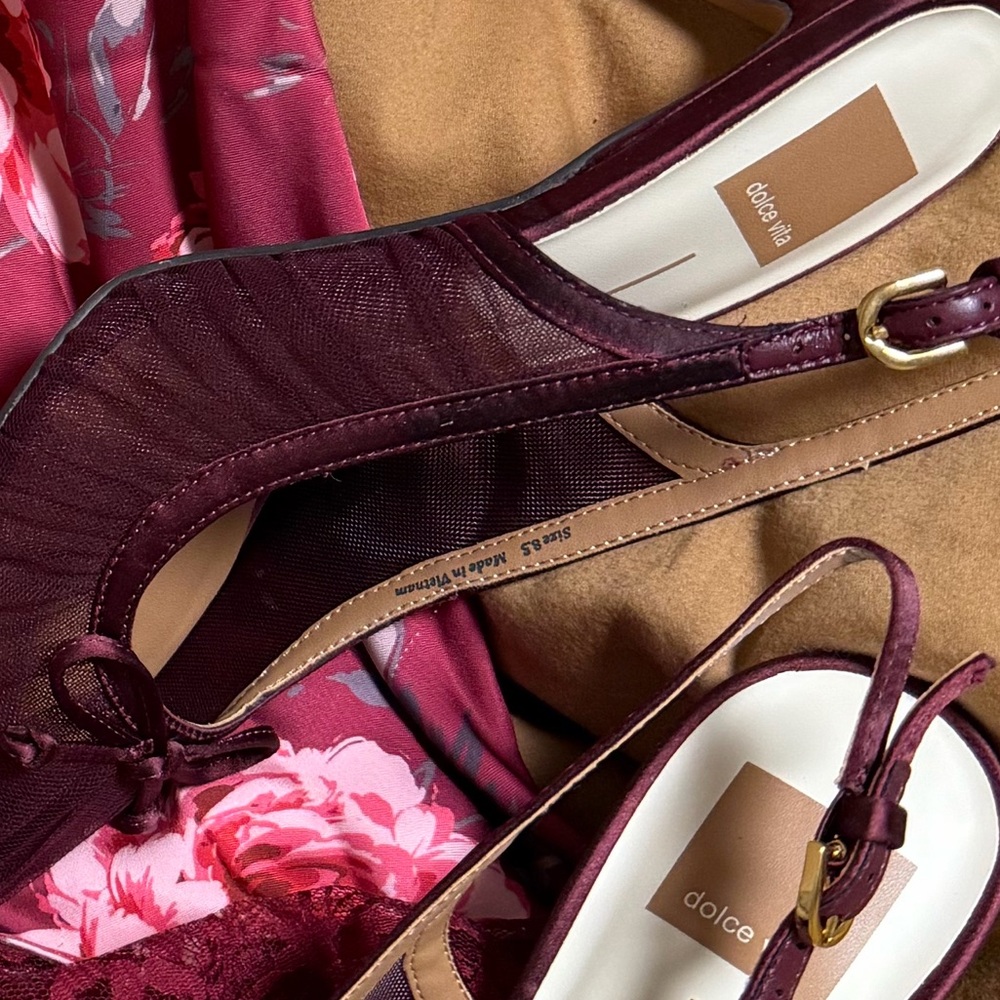 Dolce Vita Yela Slingback Heels Cranberry Tulle - Picture 2 of 2